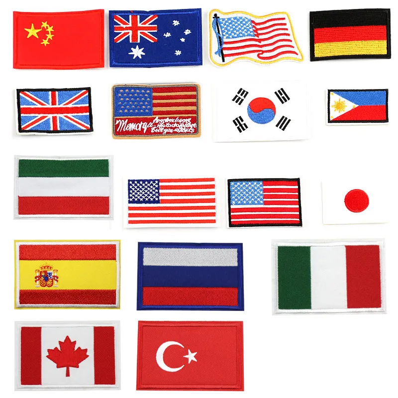 USA Germany Russia UK Israel Spain World National Flag Embroidered patch Iron on Patches For Clothing Badges Stickers Wholesale | Дом и сад