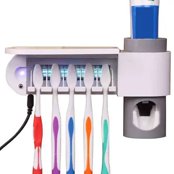 

2-In-1 Uv Toothbrush Disinfection Rack Automatic Toothpaste Kit Set Sterilization Toothbrush Holder Toothbrush Sterilizer