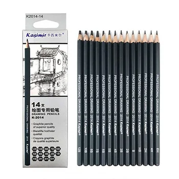 

14 Pcs/set Professional Sketch and Drawing Writing Pencil Stationery Supplies 1B 2B 3B 4B 5B 6B 7B 8B 10B 12B HB Pencil