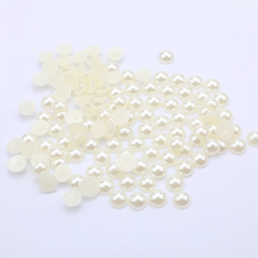 Pack of 100 Half-round Flatback Pearl for DIY Nail Art Phone Case Craft 8mm