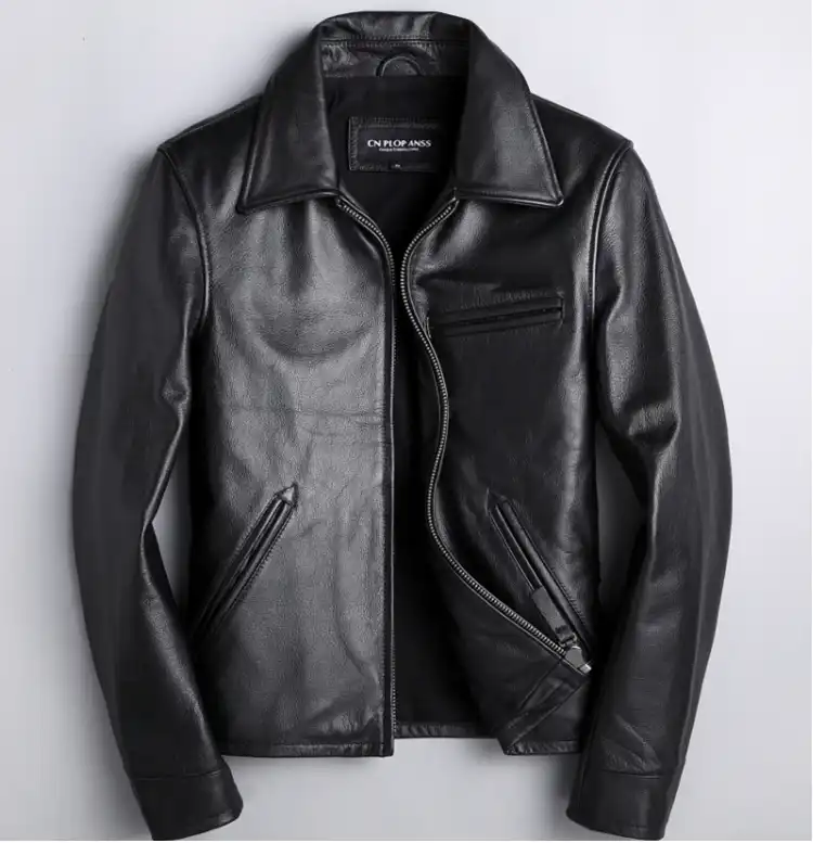 black leather jacket short