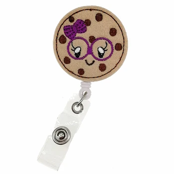 

Free Shipping Cute Biscuit Food Felt ID Badge Holder Reel