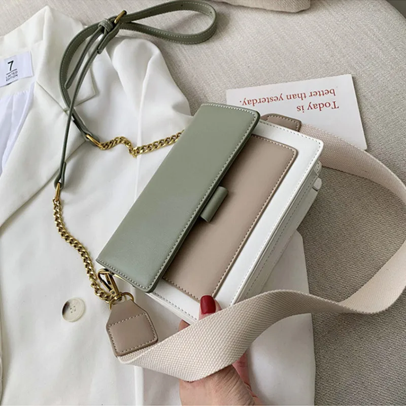 

Contrast color Leather Crossbody Bags For Women 2019 Travel Handbag Fashion Simple Shoulder Messenger Bag Ladies Cross Body Bag