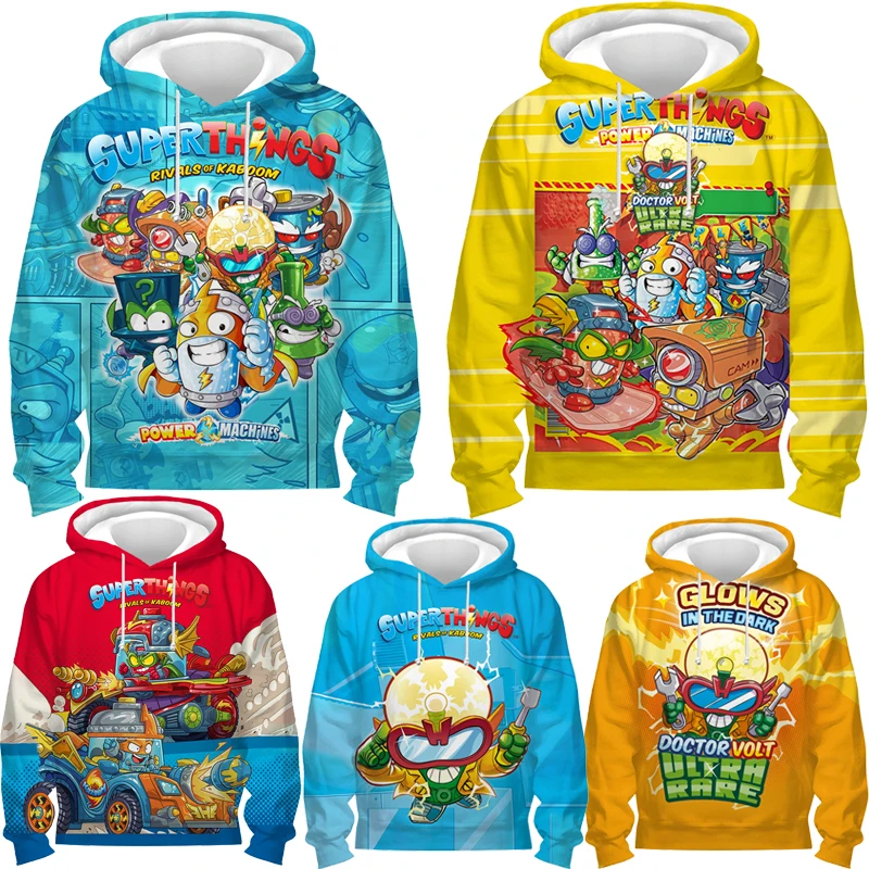 

Superthings Power Machines Hoodies for Girls Boys Spring Autumn Children Super Zings 7 Pullovers Kids Cartoon Anime Sweatshirts