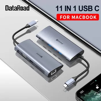 

DataRoad 11 in 1 USB C HUB Type C to Multi USB 3.0 For MacBook Pro Laptop USB PD 3.1HDMI RJ45 Adapter Dock Splitter Port QC 4.0