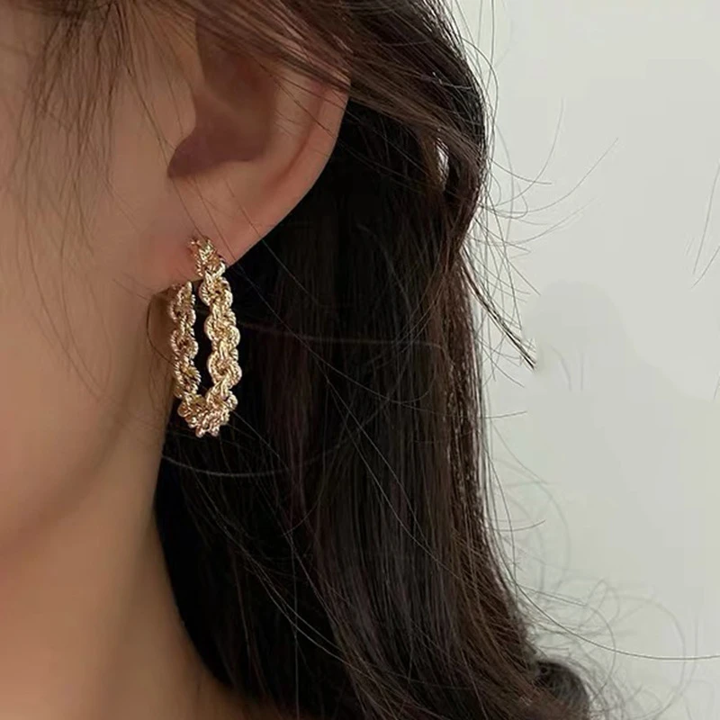 

S925 European and American hot geometric C-shaped retro earrings, stylish women's earrings, 2020 new jewelry