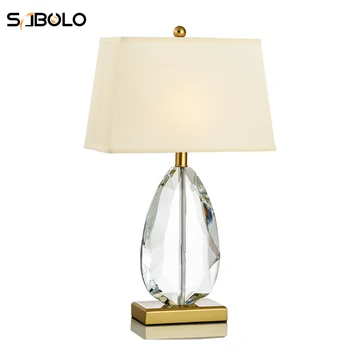 

LED Crystal Bedroom Table Lamp Bedside Lamp Modern Living Room Table Light E27 Holder Bedside Light Crystal Table Lamp