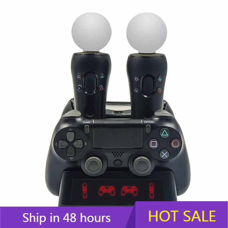 4 In 1 Controller Charging Dock Station Stand For Playstation Ps4 Psvr Vr Move Quad Charger For Playstation Move Controller Chargers Aliexpress
