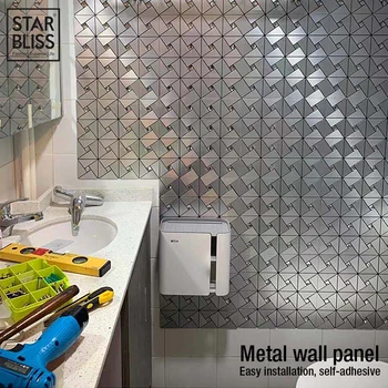 

3D wall panel Metal Geometric Pattern Mural 3d Wallpaper Luxury Walls Paper for Living Room Bedroom Bathroom Kitchen Walls Decor