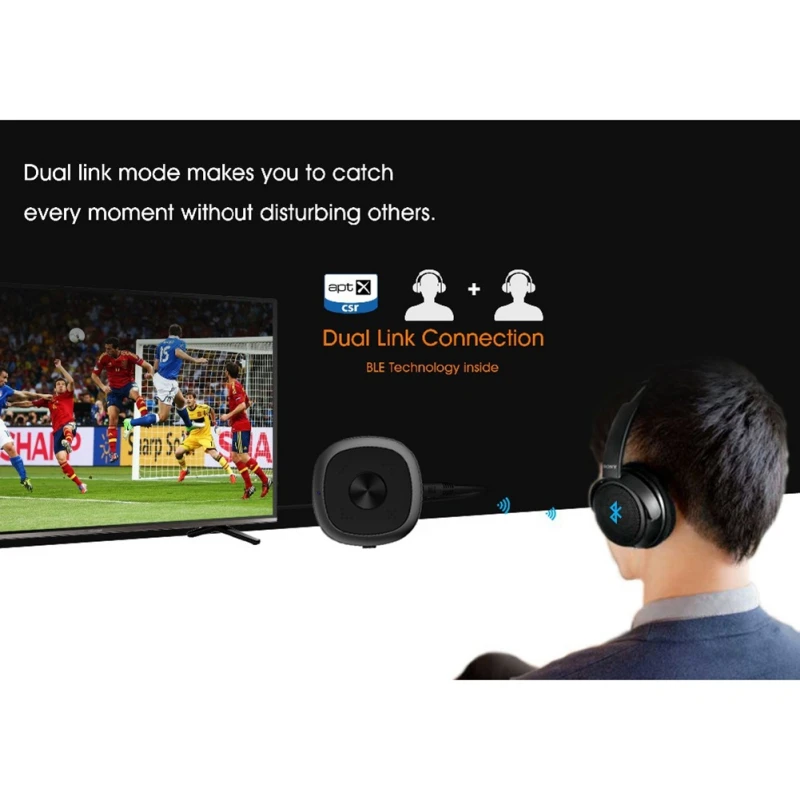 Bluetooth 5,0 передатчик приемник аудио адаптер большой диапазон портативный с AptX HD аудио и низкая задержка для ТВ ноутбук наушники
