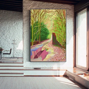 

David Hockney The Arrival of Spring in Woldgate, East Canvas Painting Print Poster For Living Room Wall Abstract Art