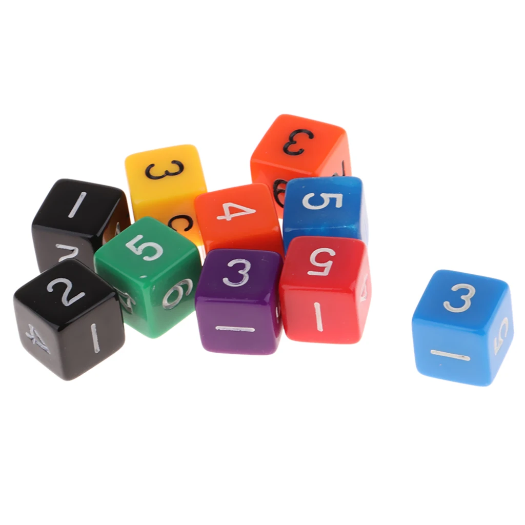Acrylic Dice Set 6 Sided Dice D6 Dices 1-6 for TRPG D&D Table Board Game Kids Math Practice 