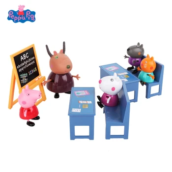 

Genuine Peppa Pig Classroom Scene Toys School Desk Play Set Teacher Action Figure Model Doll Kids Toy Gift-Official Original Box