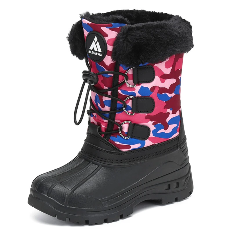 

Girls Boots Winter Kids Shoes Outdoor Mid-Calf Snow Boots Boys Shoes Warm Fur Platform Boots Children Flat Shoes tenis infantil