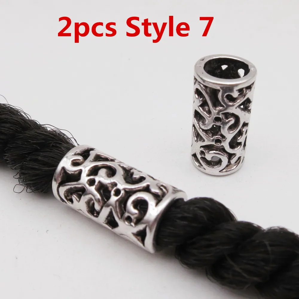 2pcs Style 7 2 шт Различные 10 стилей викингов волос оплетка боязнь борода дредлок Бусы Кольца трубка для волос аксессуары - Цвет: 2pcs Style 7