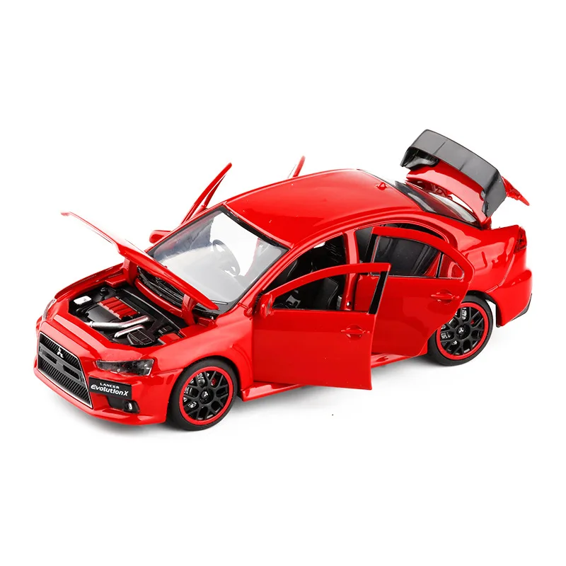 Exquisito modelo de coche de aleación Mitsubishi-Lancer Evo X 10 de 1:32, sonido de simulación y luz juguetes para niños y niñas regalo de cumpleaños