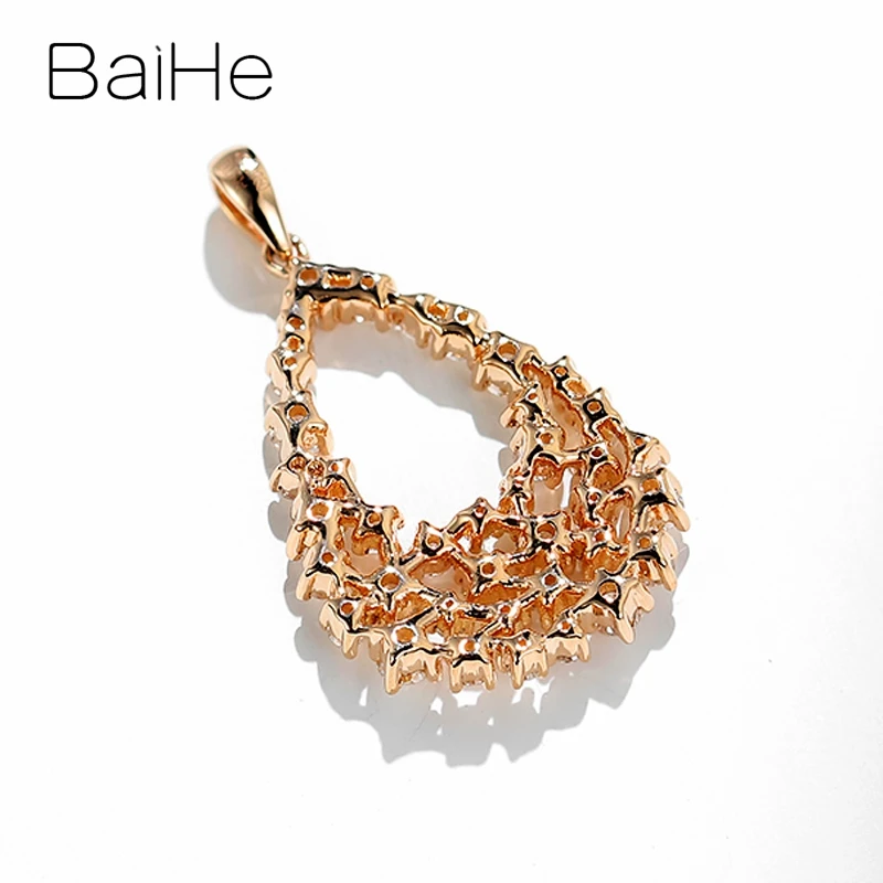 BAIHE Solid 14K розовое золото H/SI-SI3 0.70ct круглый натуральные бриллианты женские модные ювелирные изделия элегантный подарок кулон