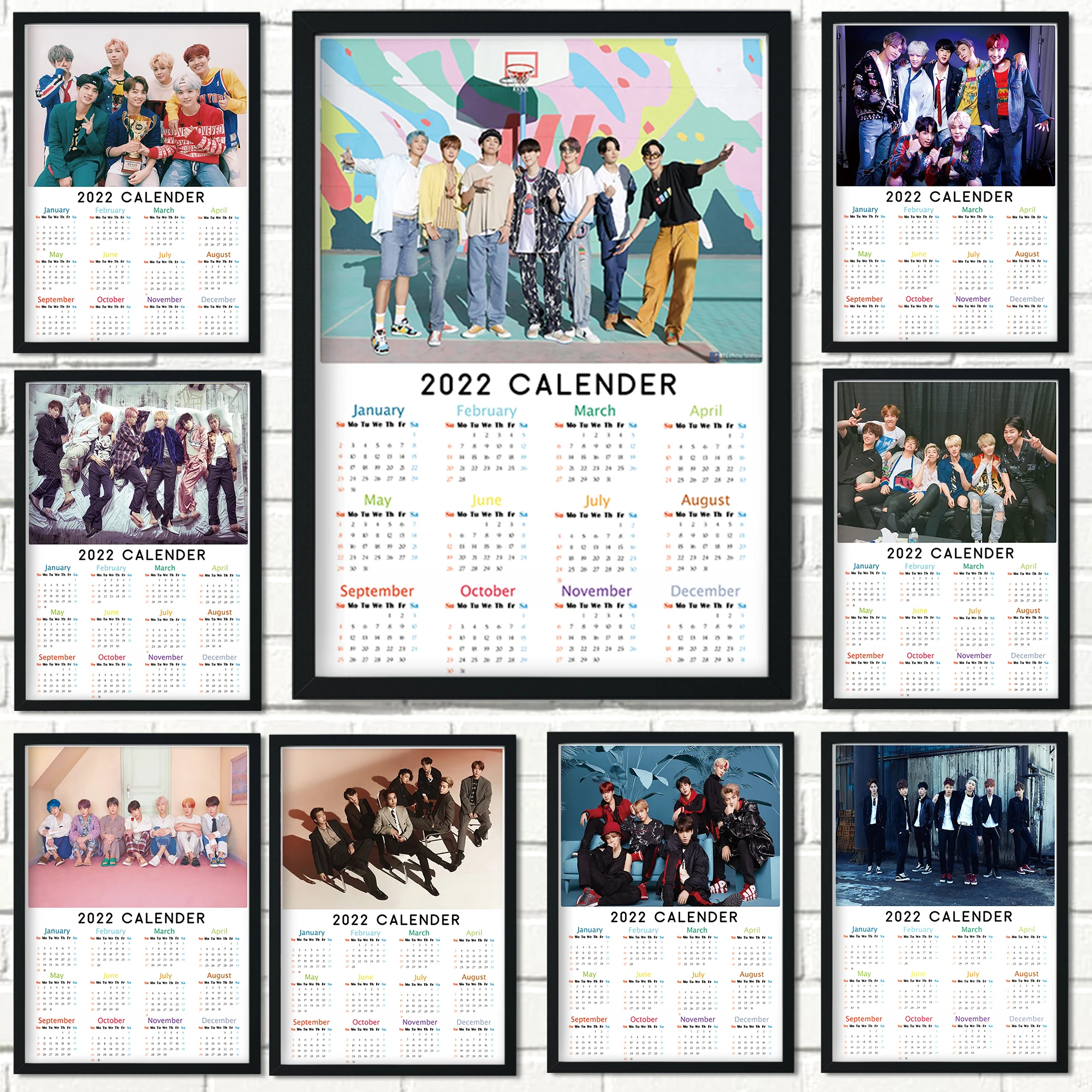 new 2022 calendar poster south korean boy band bts poster modern style movie tv star wall art kawaii room decor canvas poster painting calligraphy aliexpress