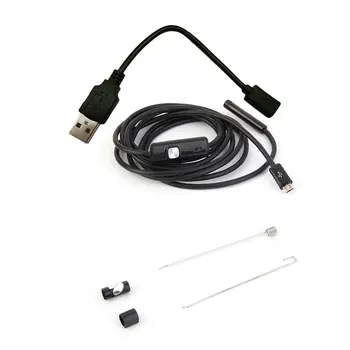 

Waterproof HD 2M/7mm Endoscope Lens Rigid Cable Mini USB Inspection Camera Snake Tube with 6 LED Lights Borescope for Phone PC