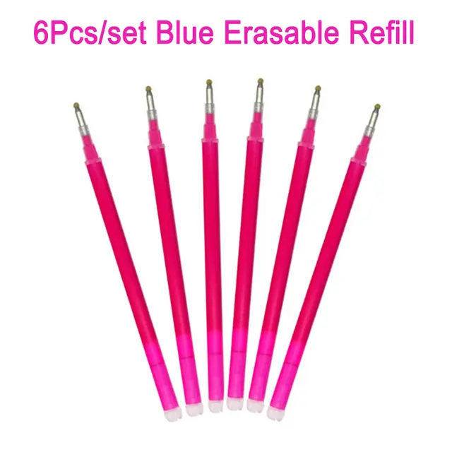 8Pcs/Set Erasable Gel Pen 0.7mm 0.5mm Bullet Tip Blue Black Red Ink Refill Rods 8 Color Writing Drawing Painting Washable Handle 6Pcs Rose Ink