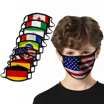 

1pc Kids National Facemask Global Nation Flag Print Facemask Washable Reusable Dustproof Face Cover Child Protective Face Cover