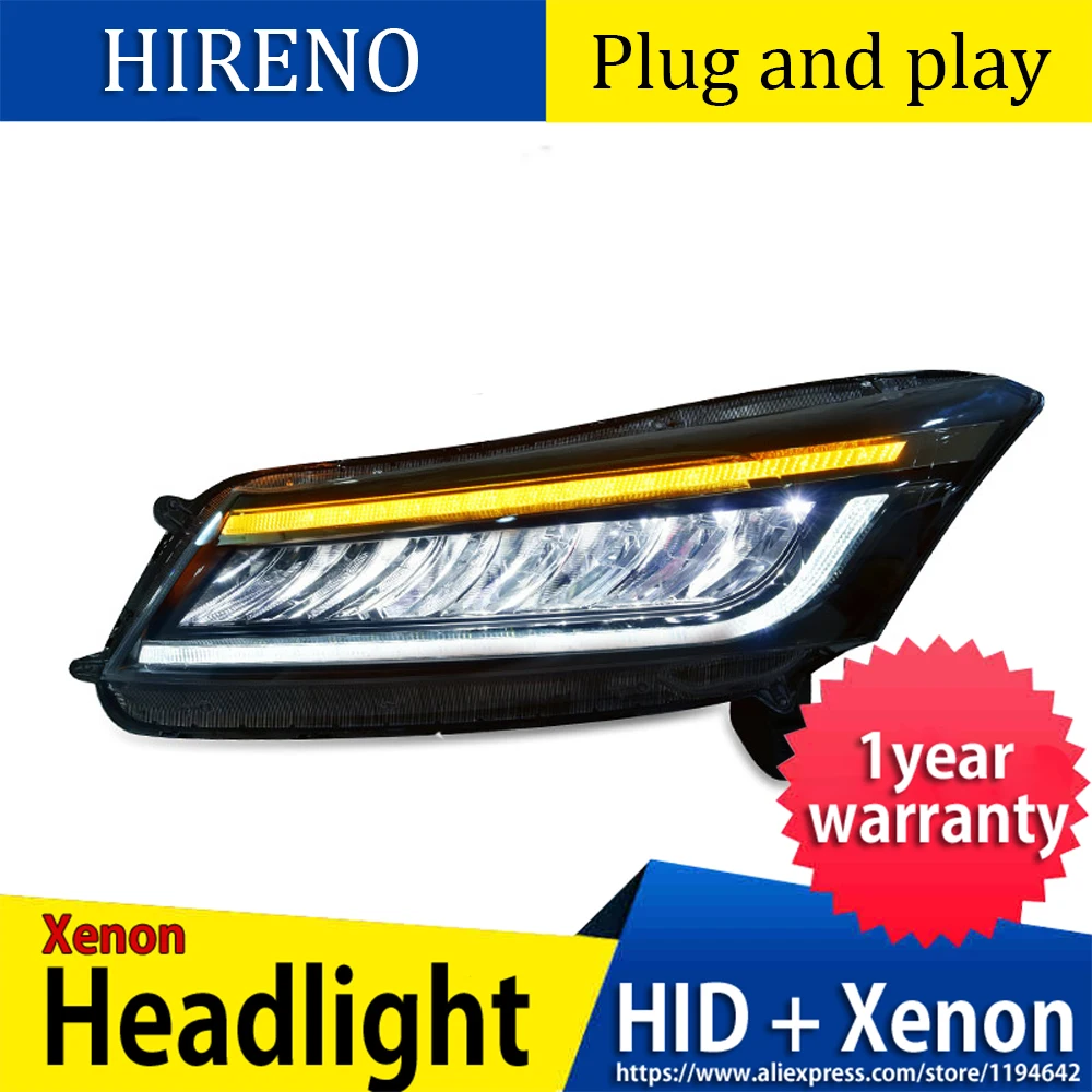 Тюнинговые Автомобильные фары чехол для Honda Accord G8 2008-2013 фары Полный СВЕТОДИОДНЫЙ DRL ходовые огни биксеноновый луч динамический сигнал