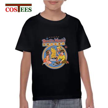 

2018 new arrival summer Children Funny T-shirt Teenboys Comics Devil's Music Sing Along T shirt kids Summon Demons Fun Tee shirt