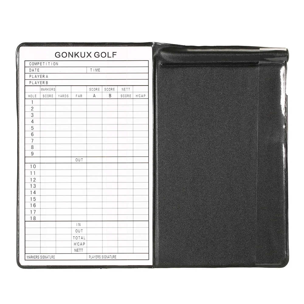 Gonkux, для гольфа оценка трекер гольф-стат Тетрадь Score отслеживающая карта показателей держатель для игры в гольф аксессуары для дрессировки с карандаш