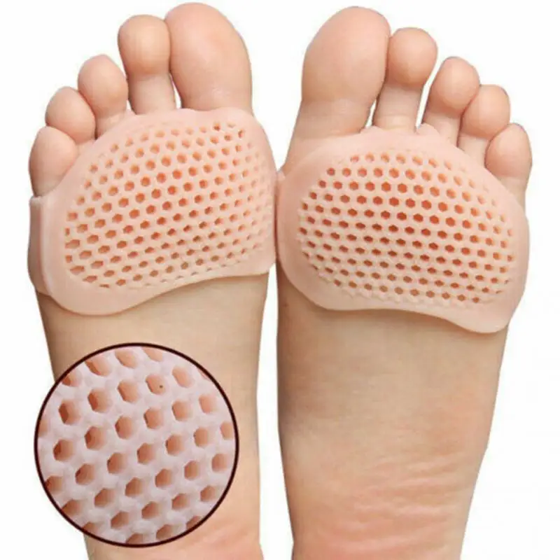 

1pair Reusable Shock Absorption Breathable Half Insoles Pain Relief Soft Silicone Honeycomb Type Elastic Forefoot Pad High Heels