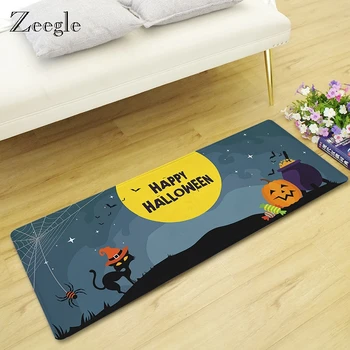 

Zeegle Halloween Decor Cartoon Doormat Pumpkin Carpet Bathroom Water Absorption Non-slip Rug Foot Pad Carpet