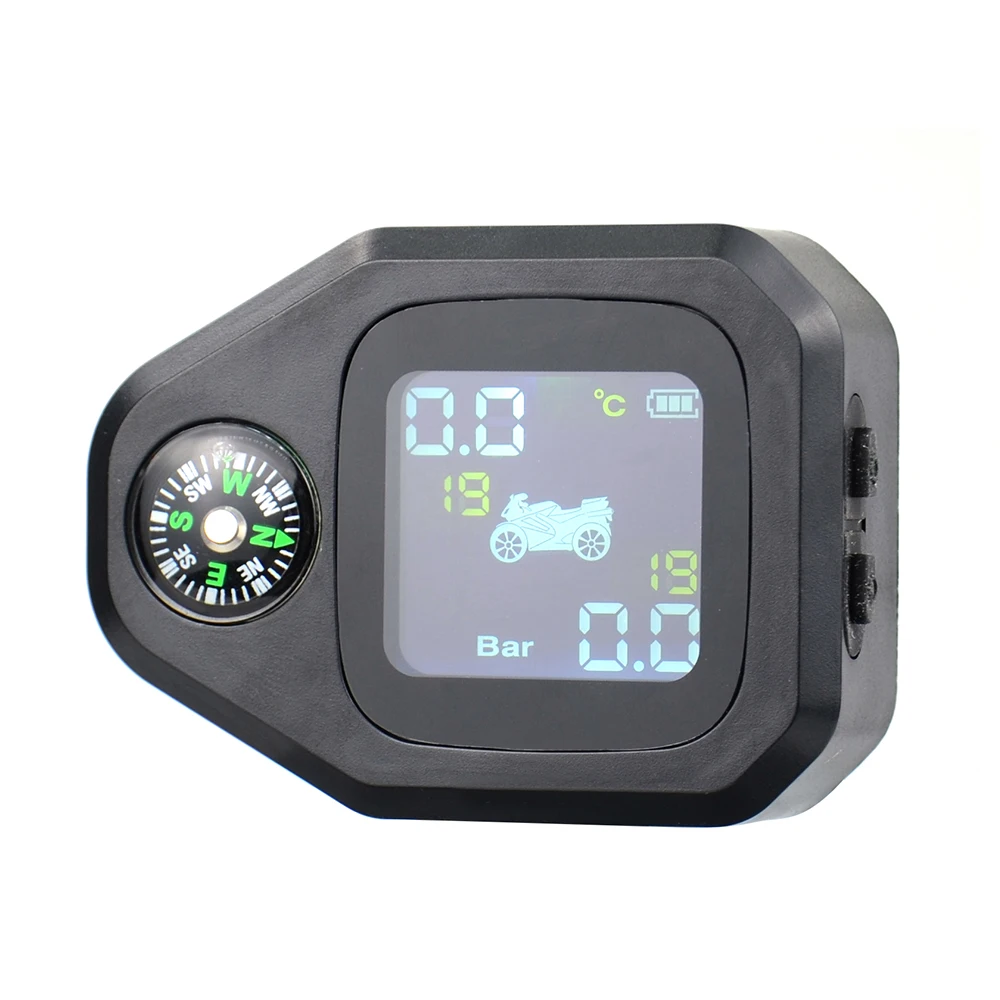 USB Solar Charging Motorcycle TPMS Motor Tire Pressure Tyre Temperature Monitoring Alarm System with 2 External Sensors Newest