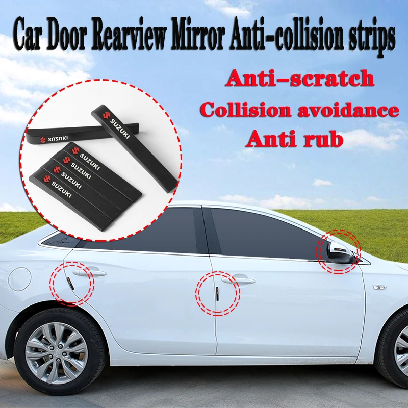 6Pcs Car Door Rearview Mirror Anti-collision Bars Protector Stickers For Suzuki Jimny Swift Vitara Samurai SX4 | Автомобили и