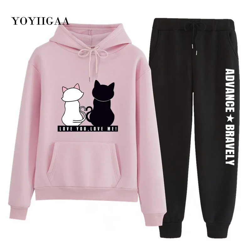 Casual 2 Piece Set Tracksuit Women Hoodies 2020 Autumn Winter Printed Tracksuits Women's Pullover Tops Thicken Warm Sport Suit8978 (8)