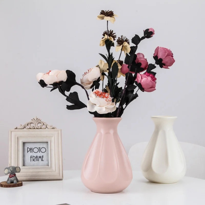 New Nordic Style Origami Plastic Vase Imitation Ceramic Flower Pot Mini Bottle Flower Basket Flower Vase Decoration Home