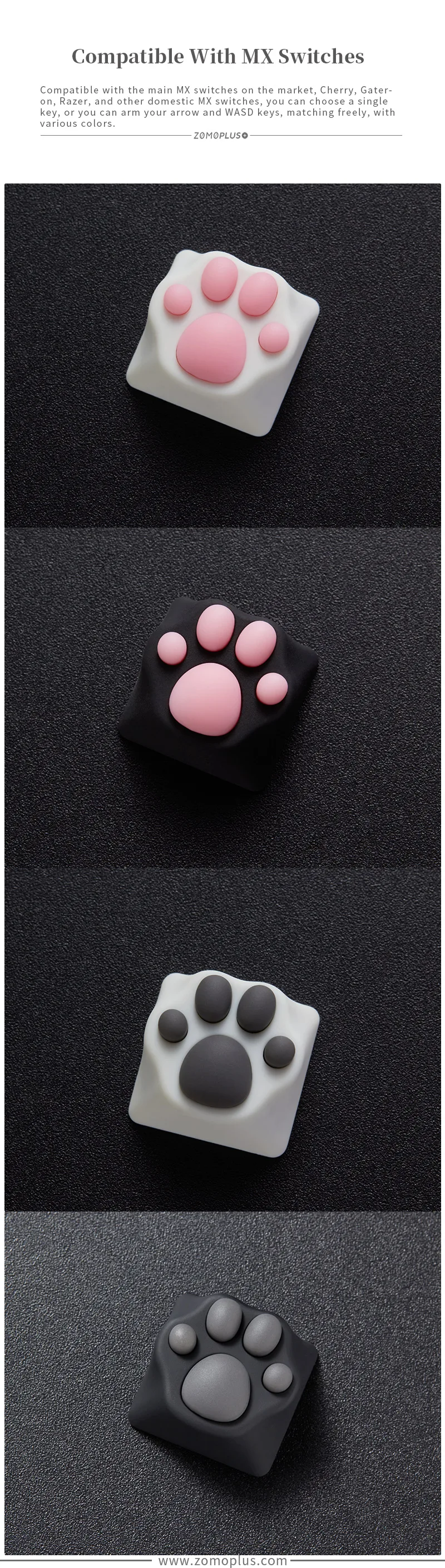 Zomo Além disso Keycap mecânica, ABS e SIlicone, Gato macio e bonito