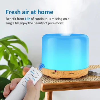 

New Remote Control USB Electric Aroma air diffuser 200ml Ultrasonic Cool Air Humidifier with 7 Soothing Color LED Changing Light