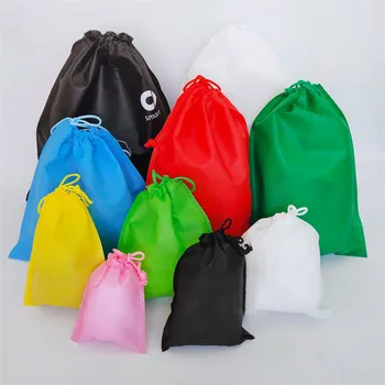 

10pcs Non-woven Fabric Bundle Bag Environmental Natural Pouches Shopping Clothes Buggy Bags New Arrive More Color16X20CM 20X28CM