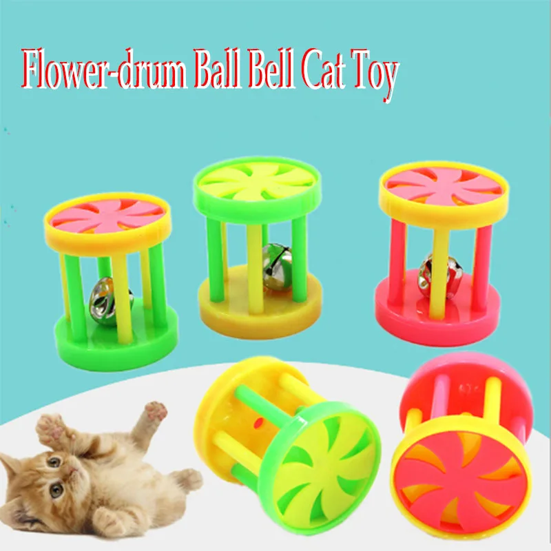 Plastic Pet Cat Flower-drum Ball Bell Toy With Sound Kitten Interactive Scratching Colorful Teaser Toys Supplies | Дом и сад