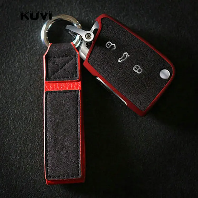 Германия стиль Автомобильный ключ защитный чехол сумка для VW Age для VW Golf 7 mk7 сиденье Ibiza Leon FR 2 Altea Aztec для Octavia lll - Название цвета: red-keychain 2