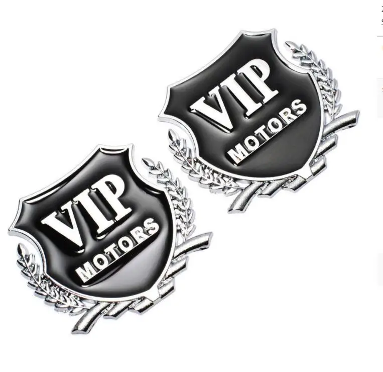 Металлическая хромированная эмблема для автомобиля 2 шт./лот с 3d логотипом VIP MOTORS