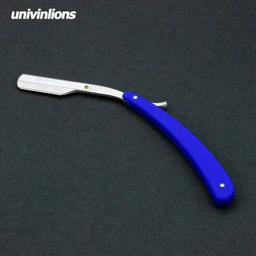 Univinlions straight plastic handle foldable sharp blade razor stick for men women barber shaving knife beard face underarm body - Цвет: B-2-E