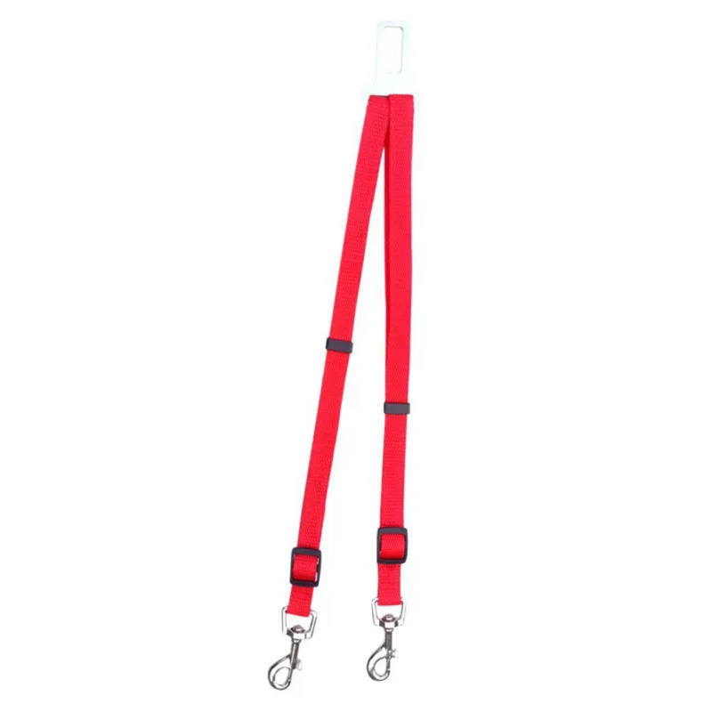 Pet Car Safety Belt Adjustable Double-head Nylon Dog Safety Collar Seat Belts For Two Dogs Pet Travel Accessories 