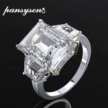 

PANSYSEN Classic 100% 925 Sterling Silver Created Moissanite Diamond Gemstone Wedding Engagement Ring Wholesale Fine Jewelry