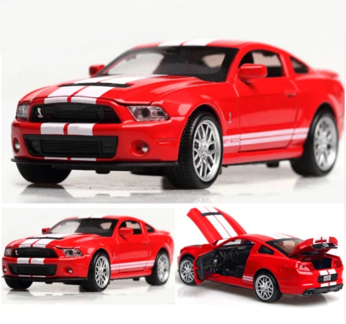 

High Simulation Alloy Diecast 1:32 Toy Vehicles Mustang Shelby GT500 Car Model Metal With Sound Light Pull Back Toy Car Gifts