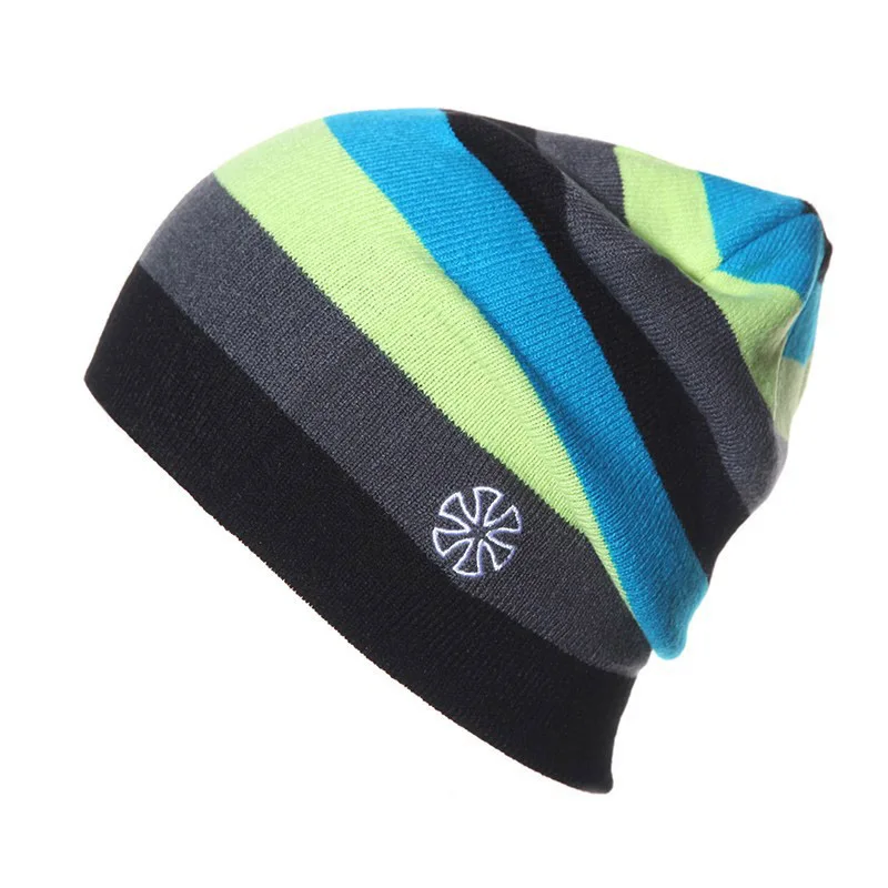 Outdoor Snowboard Knit Hat Casual Striped Hat Headdress Ski Bicycle Clothing Accessories - Цвет: BH