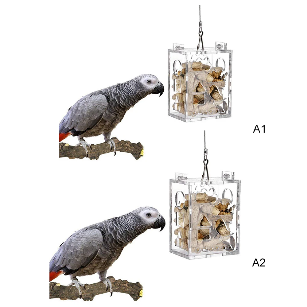 Коробка для кормления попугая смешная прозрачная акриловая Птица Попугай подвесной кормушка обучающая игрушка для попугая
