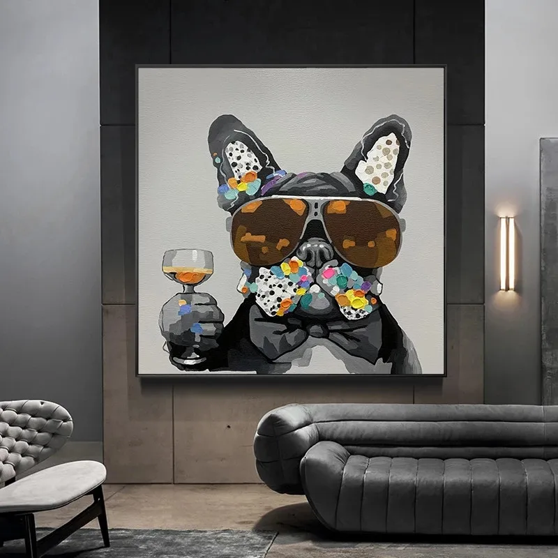 

Graffiti Modern Dog with Sunglasses Canvas Painting Posters and Prints Nordic Wall Art Cuadros for Living Room Home Decor
