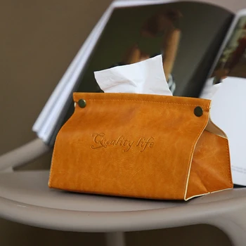 

Leather Car Tissue Box Living Room Dining Room Coffee Table Home Desktop Multifunctional Storage Drawer