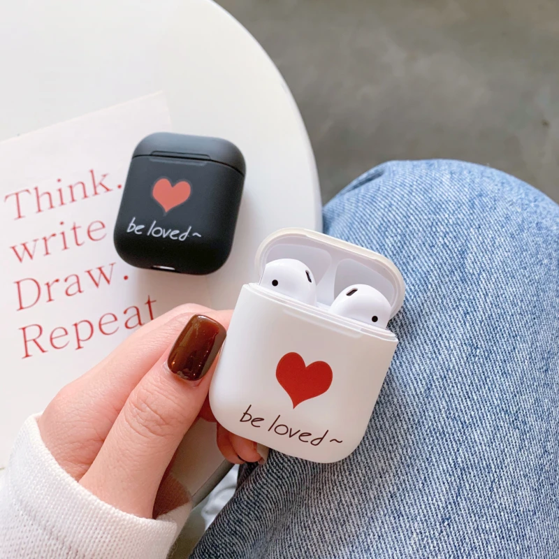

Cute Case For Apple Airpods 1 Case Fashion Red Love Heart Wireless Bluetooth Earphone Case For Airpods 2 Protective Case(063)