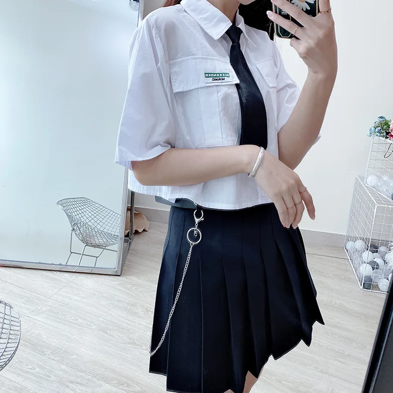 brown skirt High Waist Solid Pleated Skirts Woman Harajuku Belt Chic A-Line Skirt Woman's Retro Simple Black Mini Skirt Women Summer 2021 silk skirt